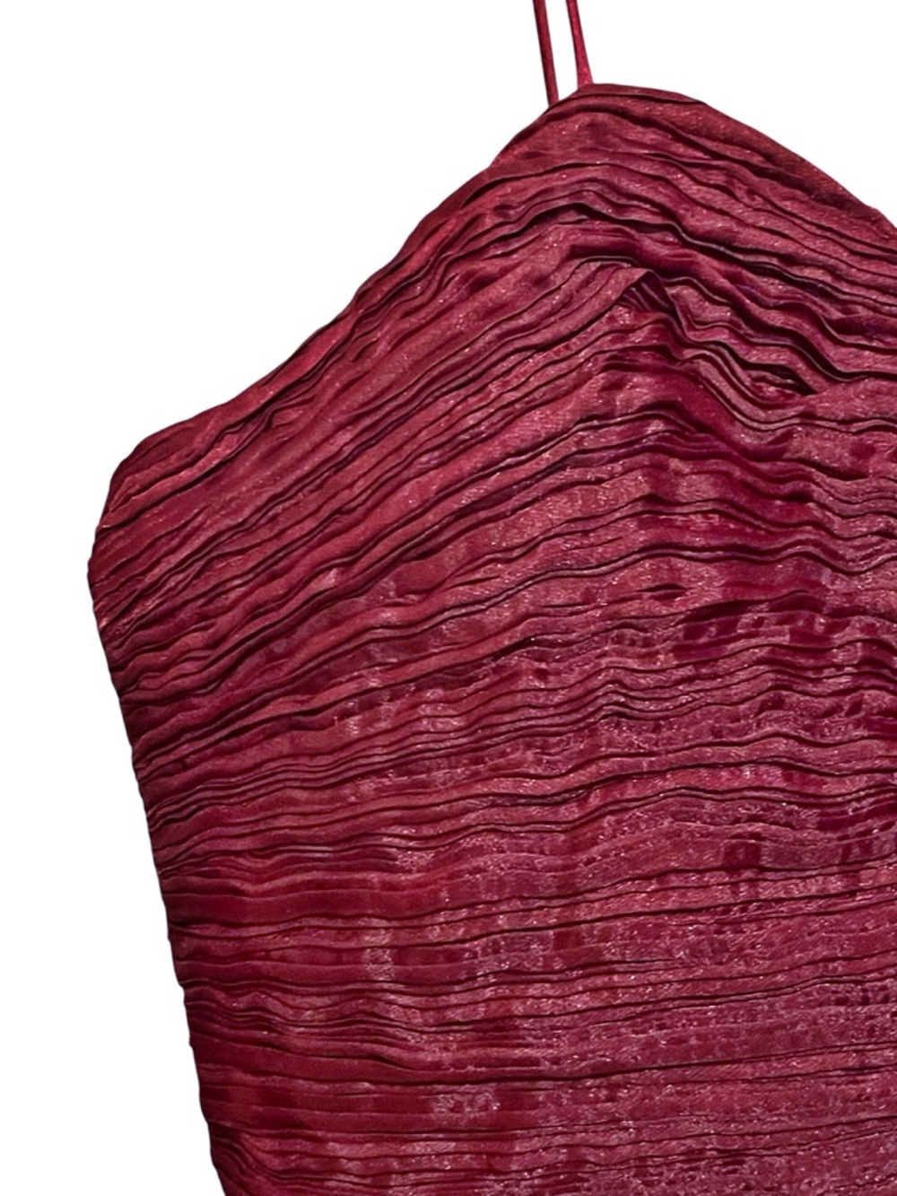 Aje Laurier Wave Maxi Dress Burgundy Red Plissé-Organza Waist Cut-out‎ Gown 12/L - Picture 8 of 16